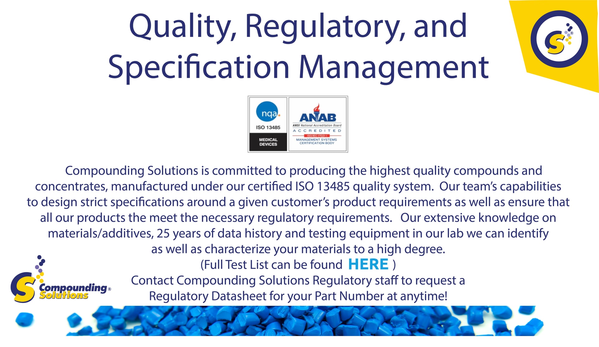 Quality, Regulatory & Specification Management